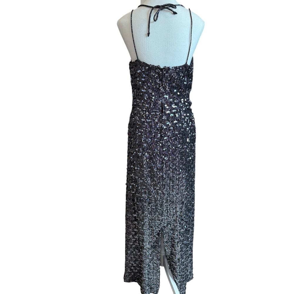 Norman Berg Vintage Maxi Sequin Dress Women's Black Sleeveless Evening Black Tie - Picture 10 of 16